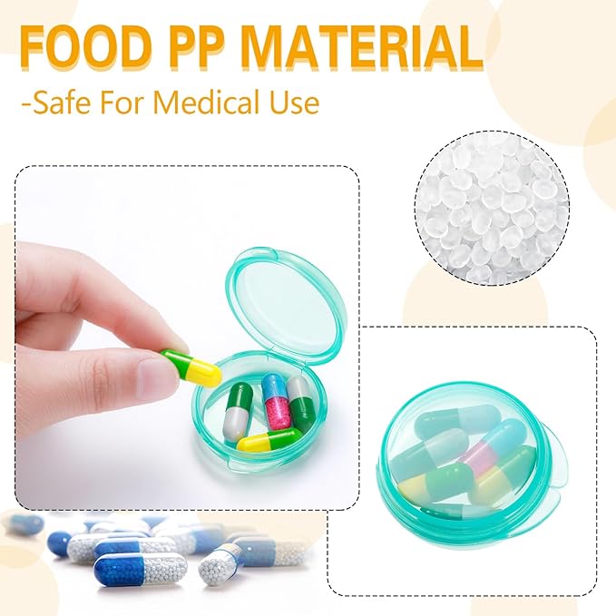 Patelai 6 Packs Small Pill Organizer Box, Travel Pill Container Portable Daily Mini Medicine Case Holder for Pocket Purse Briefcase Cod Liver Oil Jewelry Beads Earplug Storage Box(Fresh Color)