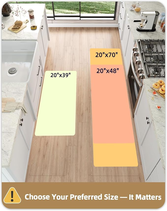 Color&Geometry 0.71" Extra Thick Anti Fatigue Cushion Kitchen Floor Mat,Easy Clean, Water & Oil Proof, Non Slip, Foam Padded Runner Rug for Front Sink,20"x 47" Brown (2.0 Version)