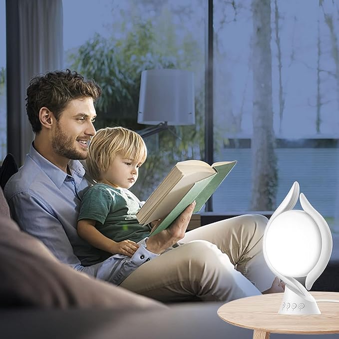 Voraiya Light Therapy Lamp 10000 Lux, UV-Free Therapy Light with 5 Brightness, 3 Color Temperature, 4 Timer, Memory Function, Full Spectrum, Bright Seasonal Sun Light Lamp for Bedroom, Office