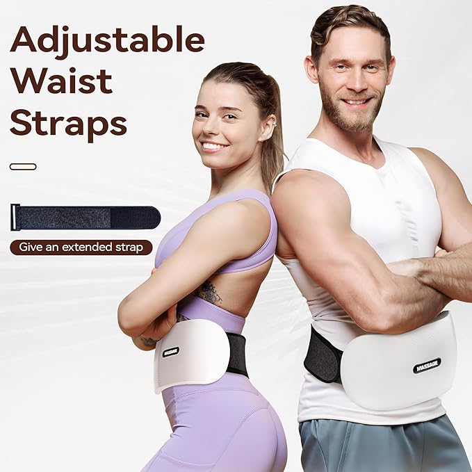 Bian-Stone Abdominal Massager with Heat - Dual Disc Electric Belly Fat Machine for Period Pain & Bloating Relief, Stomach Massager to Aid Digestion & Gas, Constipation Comfort
