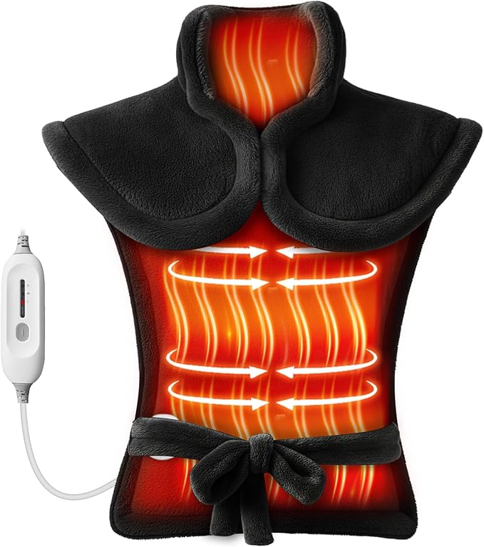 COMFIER Large Heating Pad for Back, Gifts for Mom Dad Her Him, Heating Pad for Neck and Shoulder, Heat Pads, Neck Heated Wrap, Auto Shut Off, 3 Temperature Levels, Black