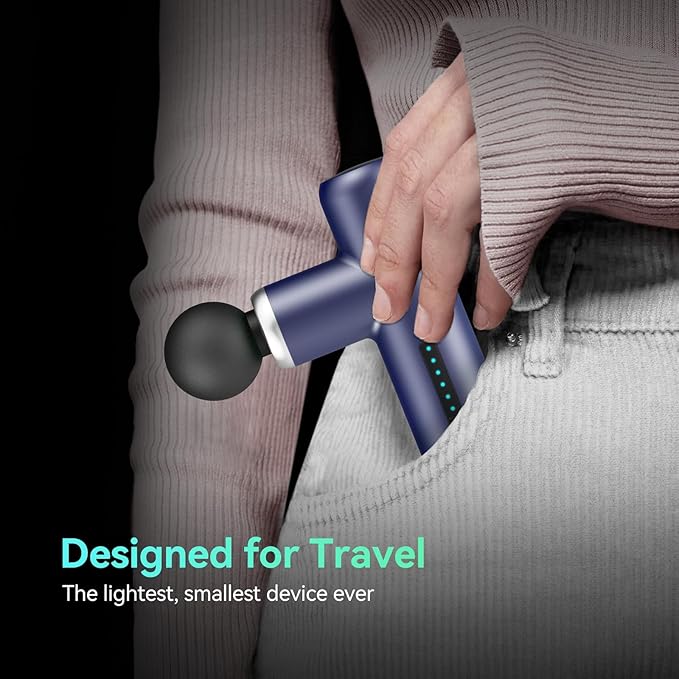 Mini Massage Gun Pocket-Sized Massage Gun Deep Tissue Quiet, Portable Percussion Muscle Travel Massager Gun,Back/Neck Massager for Pain Relief Deep Tissue (Blue)