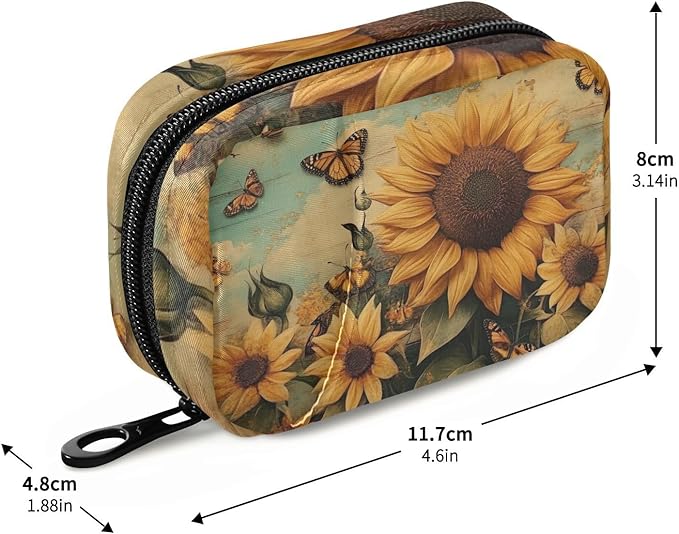 Travel Pill Case Sunflower Sky Weekly Small Pill Box 7 Day Pill Box Pill Organizer Bag
