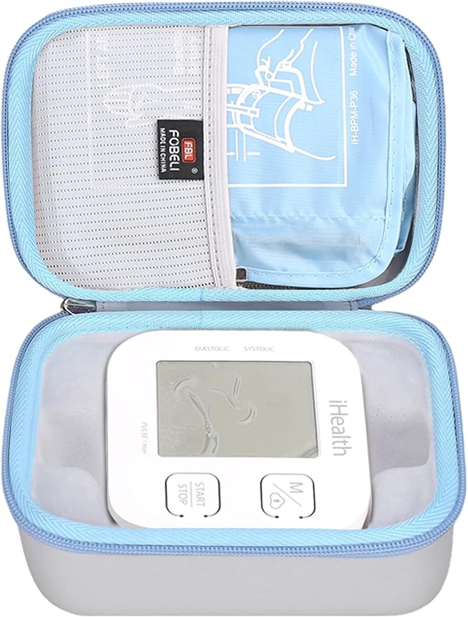 FBLFOBELI Hard Carrying Case Replacement for iHealth Track Smart Upper Arm Blood Pressure Monitor, Bluetooth Blood Pressure Cuff Machine, Protective Travel Storage Bag (Case Only) (Grey)