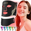 LED Light Therapy Mask Skin Care Mask, LED Red 630±5nm & NIR 830nm Wavelength for Home Use（Advanced Black）