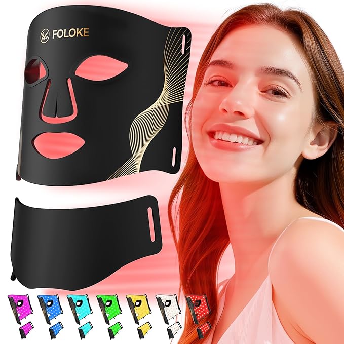 LED Light Therapy Mask Skin Care Mask, LED Red 630±5nm & NIR 830nm Wavelength for Home Use（Advanced Black）