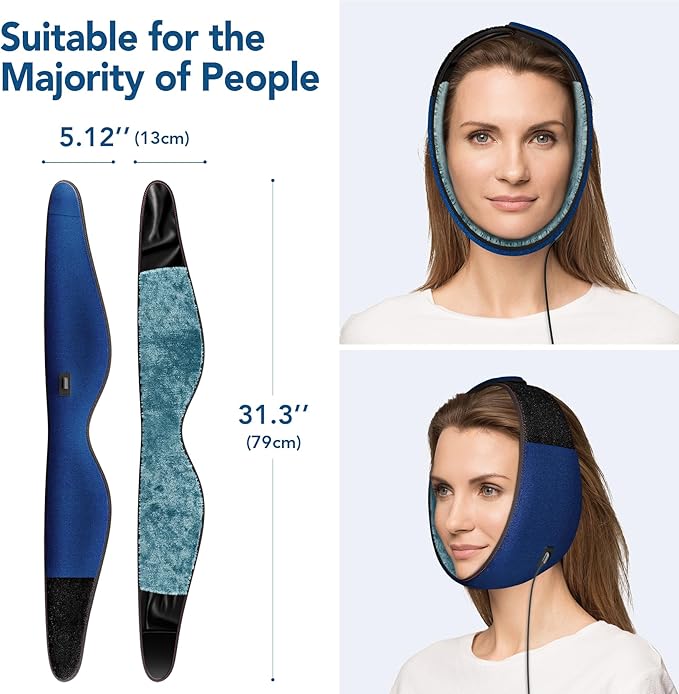 tmj Heating pad for jaw, tmj Relief Products jaw with 3 Heat and 4 Time Settings for TMD Chin Wisdom Teeth Issues, Oral and Facial Surgery (Deep Blue)