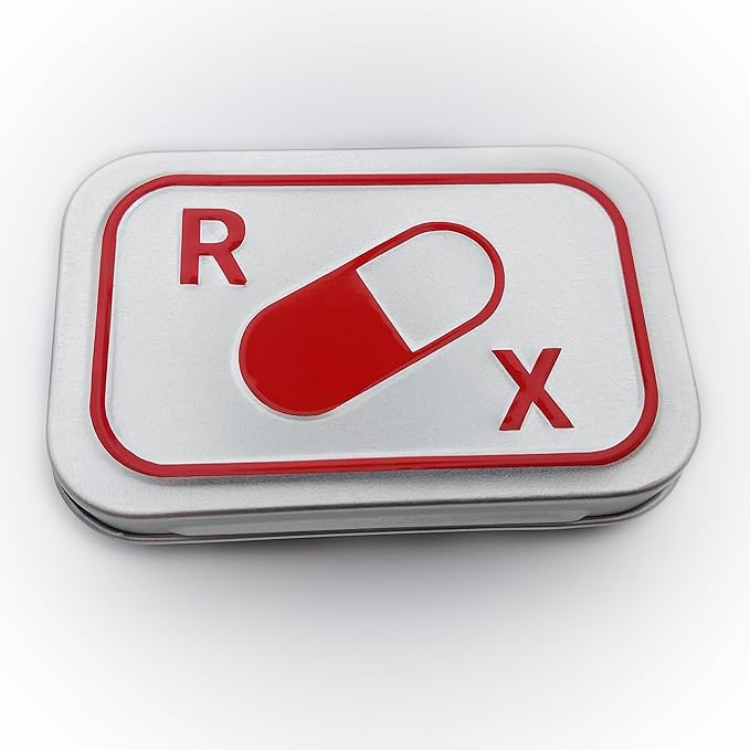 Travel Pill Tin - Quality Portable Medication Storage Solution Embossed Tin Design with Silicone Divider Insert
