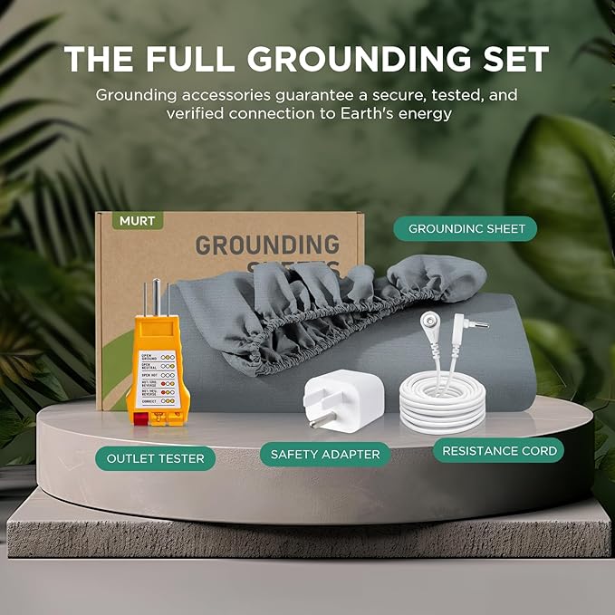 MURT Luxury Grounding Sheets for Better Sleep, Real 90% Tencel & 10% Pure Silver Fiber, Fitted Earthing Tester, Cooling & Breathable, Gifts Idea (Queen Size, Gray, 60" x 80")