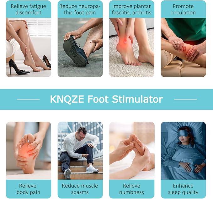 KNQZE Foot Massager for Neuropathy, TENS + EMS Foot Stimulator for Circulation, 10 Modes + 20 Intensities, Wireless Remote, Neuropathy Pain Relief for Feet, Plantar Fasciitis, Gifts for Mom & Dad