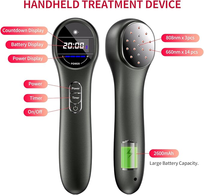 Red Light Therapy Device for Body, Near Infrared Light for Joint Muscle PainReIief with LED Display (3 x 808nm +14 x 650nm)