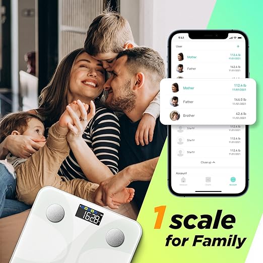 Scale for Body Weight and Fat Percentage, RunSTAR Digital Accurate Bathroom Smart Scale with Large Display, FSA&HSA Eligible 13 Body Composition Analyzer Sync App, White