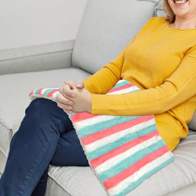 XL Electric Heating Pad for Back Pain Relief - 12 Heat Levels, 8 Timers, Moist Heat Option, Cute Plush Heat Pad, Gifts for Women, Men, Mom, Dad, Machine Washable-Rainbow-L(12" x 24")