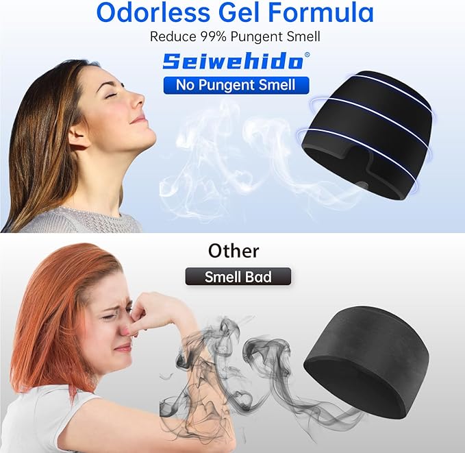 Migraine Relief Cap Headache Relief Cap Hat Head Ice Pack Wrap Migraine Cold Cap Ice Hat for Migraines Headache Tension Stress Hangover Cap Ice Beanie Cooling Gel Cap Women Men Christmas Gift