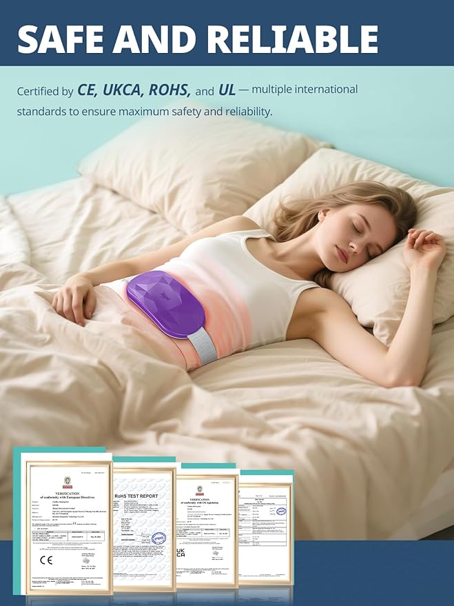 Slimpal AI Portable Heating Pad for Period Cramps, AI Smart Chip Long Safe Heat, Electric Cordless Back Belly Heating Pad for Menstrual Relief, Wearable Heat Belt for Her Women Girl, Dark Purple