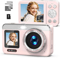 5K Digital Camera, 80MP Dual Screen Autofocus Vlogging Camera, 18X Zoom Point and Shoot Camera for Photography, Flash, 32GB Card, 2 Batteries, Compact Camera for Teens Adults (Pink)