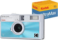Kodak EKTAR H35N Half Frame Film Camera Bundle with Kodak Ultramax 400/24EXP 35mm Roll Film (Glazed Blue, Bundle)