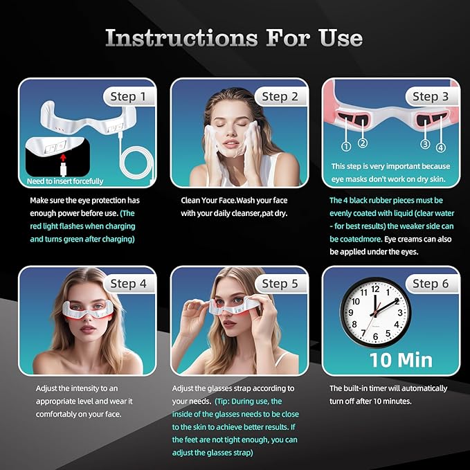 Under Eye Red Light Therapy Device, Facial red Light Therapy for reducing Dark Circles and Puffiness, Smoothing fine Lines, Eye Massager