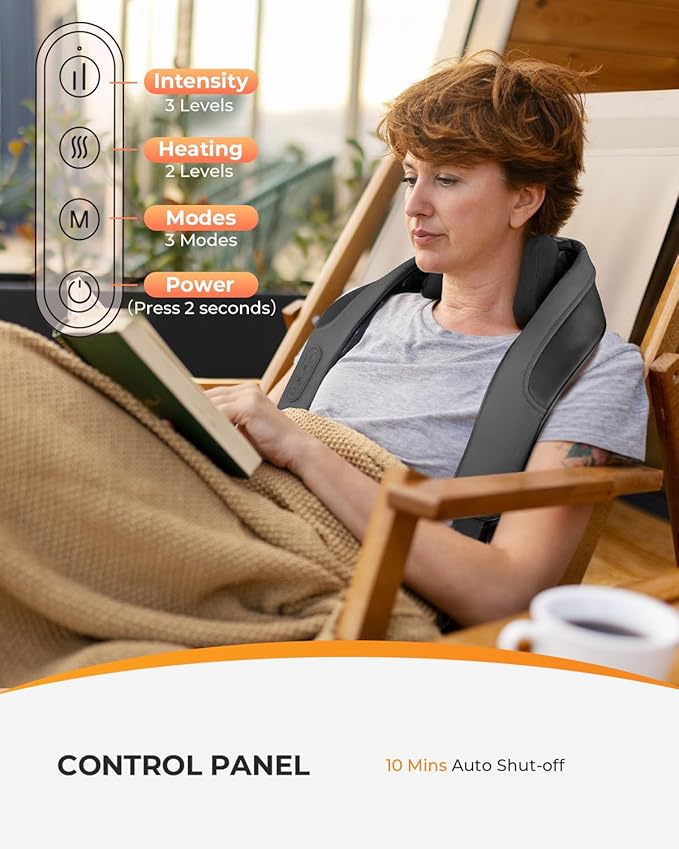 CooCoCo HSA Store Eligible Neck Massager with Heat, Mothers Day Gifts & Birthday Gifts for Mom Dad Women Men, FSA Approved Shoulder Massager, Shiatsu Back Massager for Pain Relief Deep Tissue