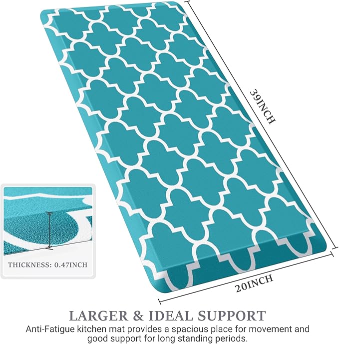 WISELIFE Anti Fatigue Floor Mat - 4/5 Inch Thick Kitchen Mat Non Slip Waterproof Heavy Duty Ergonomic Comfort Mat Durable for Home, Office, Sink, Laundry,(20" x 39", Green)