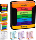 7-Day Weekly Medication Organizer - Stay on Track Medication Organizer with 7 Stackable Compartments, Four Times-a-Day (Morning, Noon, Evening, Bedtime) for Organized Pill Taking (Black)