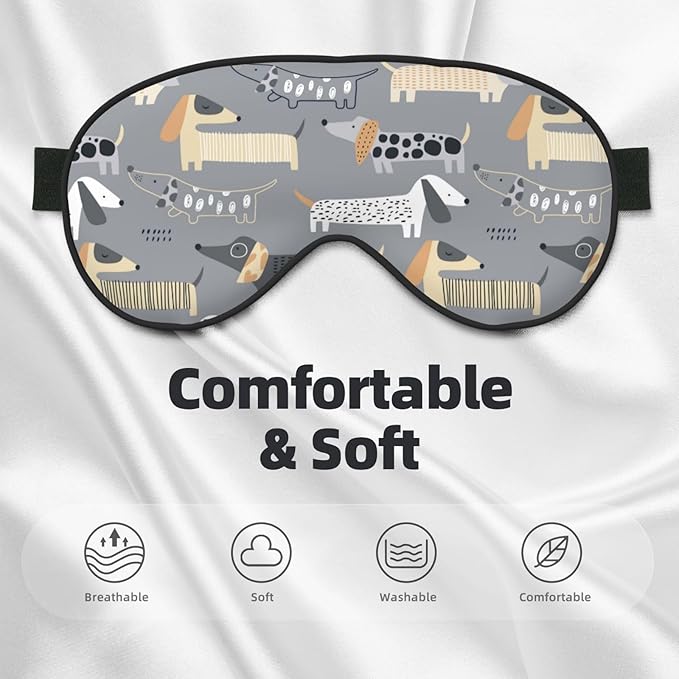 Cute Dachshund Dog Sleep Mask Eye Mask with Adjustable Strap Eye Sleep Shade Cover Blocks Light for Women Men Airplane Travel Nap
