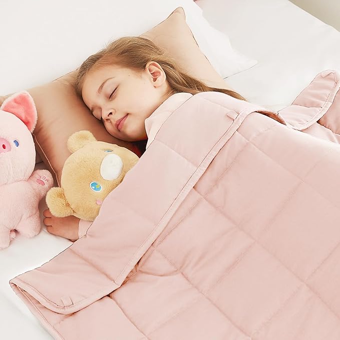 CuteKing Weighted Blanket (3lbs, 20"x30", Pink) Heavy Blanket for 40-60lbs, Weighted Blanket for Cooling & Heating with Premium Glass Beads, Soft Thick Blanket All-Season