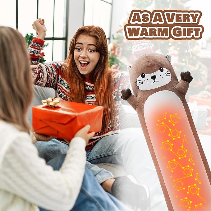 Otter Heating Pad-USB Heated Plush Stuffed Animals for Period Cramps and Menstrual Pain Relief,20” Portable Electric Heating Pad,Built-Pocket Plushies for Women Mom Girls Birthday Gifts