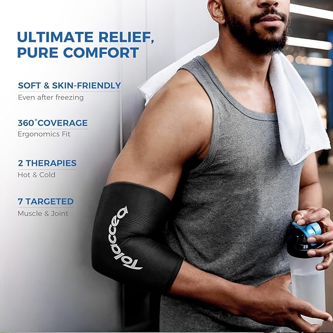 Elbow and Knee Ice Pack - Cold Ice Sleeve with Reusable Gel & Cold Therapy Compression for Knee, Shin Splints, Calf Strain, Flexible Ice Pack forTennis Elbow, Tendinitis(Small (Pack of 1), Black)
