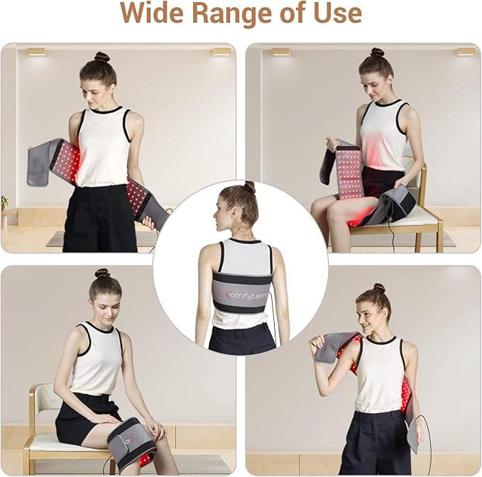 Comfytemp Red Light Therapy Belt with 126 LEDs, FSA Eligible HSA Red Light Therapy for Body, 660nm & 850nm, 22W Light Wrap with Timer for Back Waist Belly Joint Muscle(Corded) (Pack of 2)