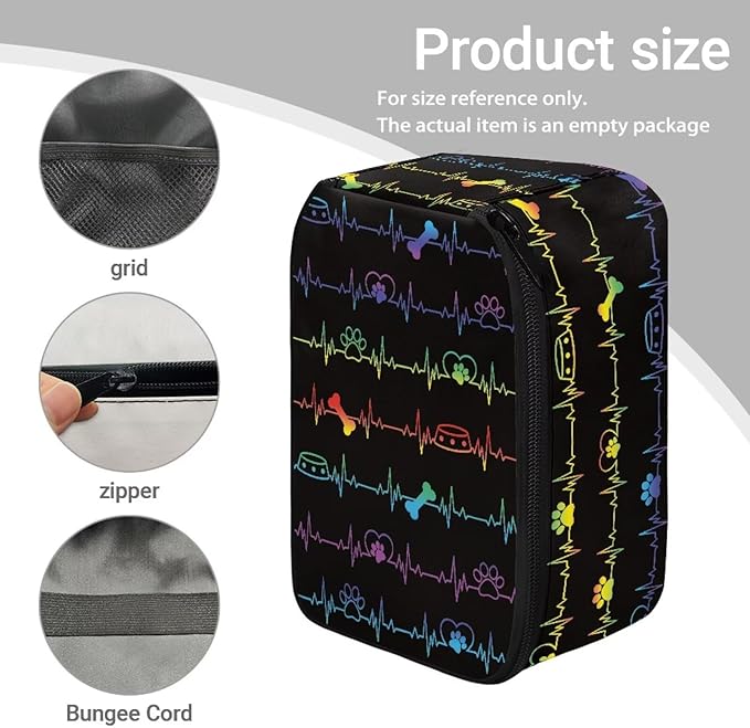 Compact Storage Organizer Bag for Blood Pressure Monitor Heartbeat Print Home Blood Pressure Monitor Case Portable Travel Health Accessories Pouch