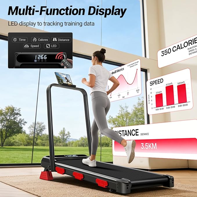 16% Incline Foldable Walking Pad, 2.5HP Quiet Under Desk Treadmill, 15.2" Wide Belt Portable Compact Treadmill for Home Office with 300LB Weight Capacity