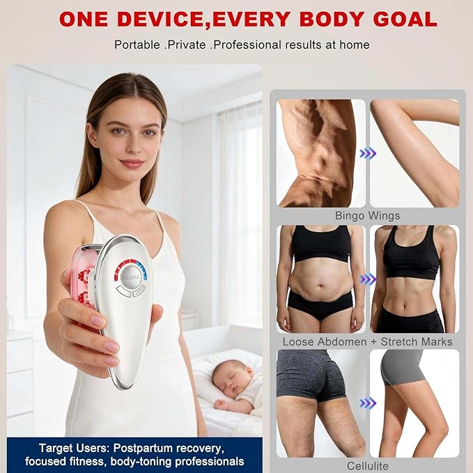 4-in-1 Electric Cellulite Massager & Body Sculpting Machine -5 Modes Adjustable, Cordless Slim-Sculpt Device for Belly, Thighs, Arms&Face- Postpartum Recovery&Cellulite Reducer&Lymphatic Drainage