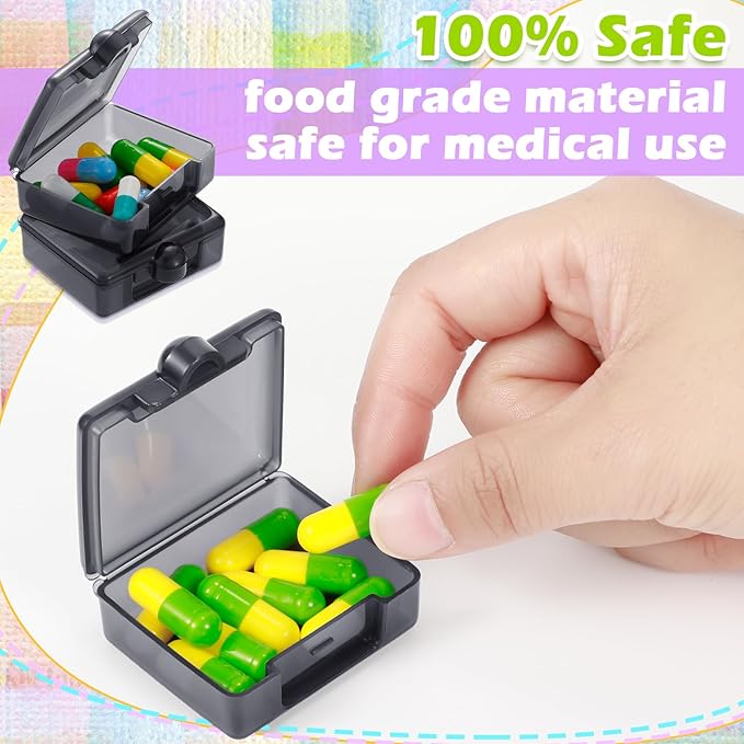 6 Packs Pocket Tiny Pill Case Single Daily Small Pill Container Travel Medicine Holder Cute Portable Personal Medicine Dispensers Organizers for Purse Pills Vitamin Supplements(Assorted Color)