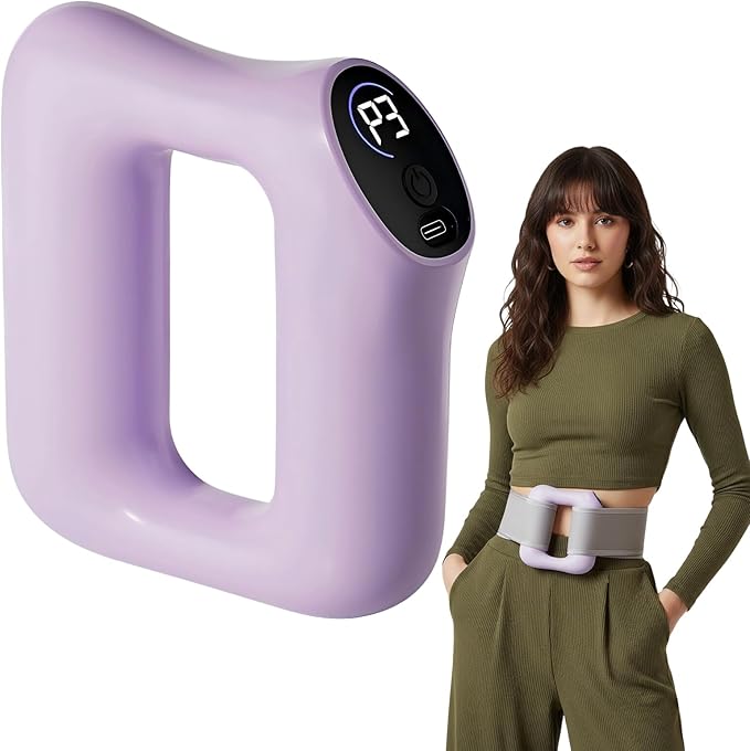 Deep Tissue Percussion Massage Gun, Ergonomic Fascia Blaster with 3 Modes & 5 Levels, Fascia Ring Massager with Belt for Muscle Relief & Full-Body Relaxation (Purple)
