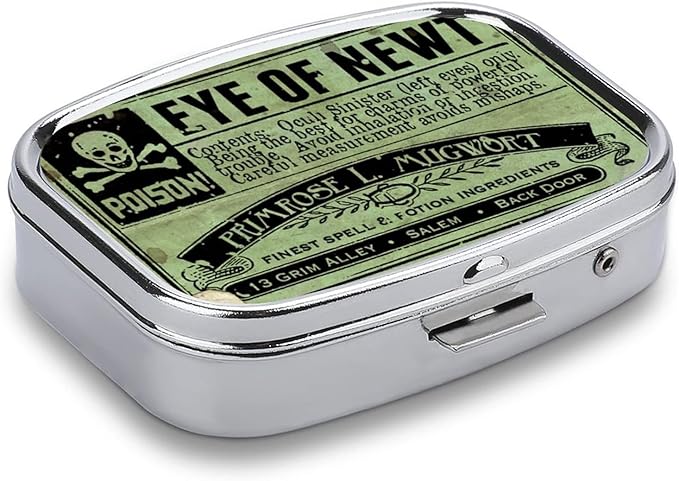 Metal 2 Compartment Pill Organizer Travel Friendly Portable Compact Pill Box Cute Pill Case to Hold Vitamins/Fish Oil/Supplements/Meds/Tablet for Purse/Pocket (Vintage Style)
