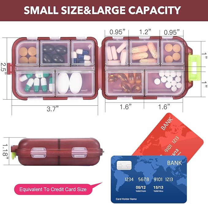 1Pack Pill Organizer with 189 Medicine Labels Travel Daily Pill Container Mini Medication Organizer Storage Pill Organizer Pill Case 7 Day Pill Organizer