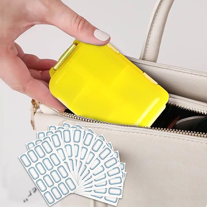 INVODA 12PCS 10-Compartment Pill Organizer BPA-Free Travel Pill Case with Daily Labels Portable Medicine Box for Vitamins, Supplements & Jewelry