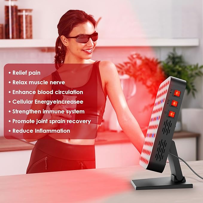 Red Blue Light Therapy for Body, Red Near Infrared Panels 300W 60 Dual Chip Flicker Free LEDs, Ideal for Body, Face,Maintain, Energy,Muscle Pain, Skin Rejuvenation, Recovery, Sleep