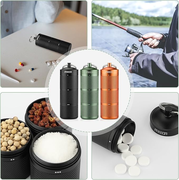 Three Layer Large Pill Organizer, Aluminium, Metal Dispensers, Waterproof, Can Store Pills Anything Sizes, Vitamins, Cod Liver Oil, Supplements and Medication (Orange)