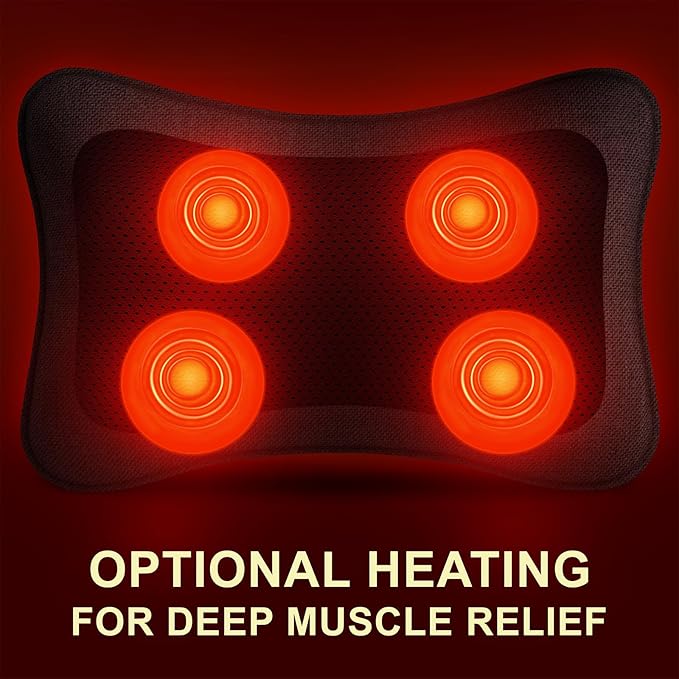Mo Cuishle Electric Shiatsu Back Massager with Heat - Powerful 3D Kneading for Neck, Shoulder, Lower Back Pain Relief - Ergonomic Design for Home, Office, & Car - Gifts for Women, Men, Mom & Dad