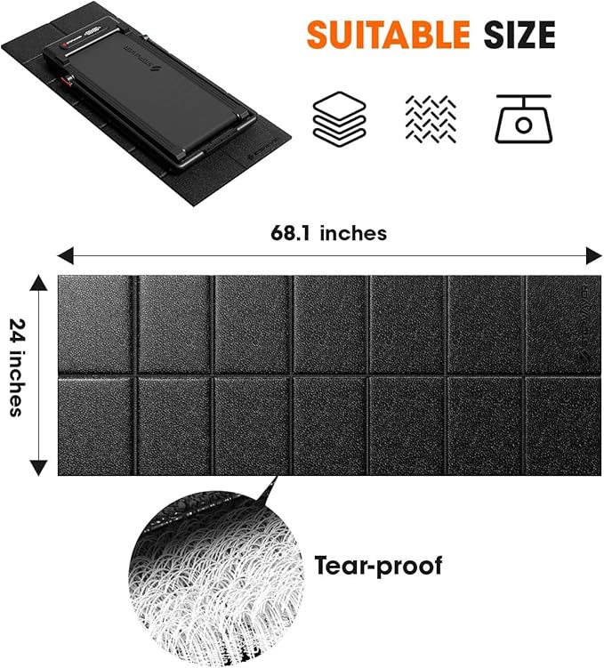 Walking Pad Mat for Carpet Floor, 68"x24", Treamill Mat for Hardwood Floors, High Density, 1/3 Thickness, Folable, Floor Protection for Bike, Elliptical, Treadmill