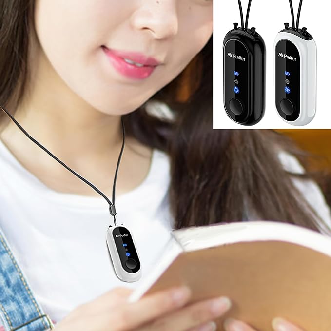Portable Negative Ion Air Purifier Necklace, Personal Wearable Purification Device, Black, 3.1 x 1.4 x 0.9 Inches, 1.2 Billion Ion Output (Black)