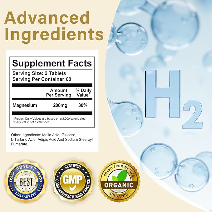 120 Tablets-H2 Molecular Hydrogen Water Tablets with Magnesium, Dietary Supplement, Supports Brain Health and Cognitive Function