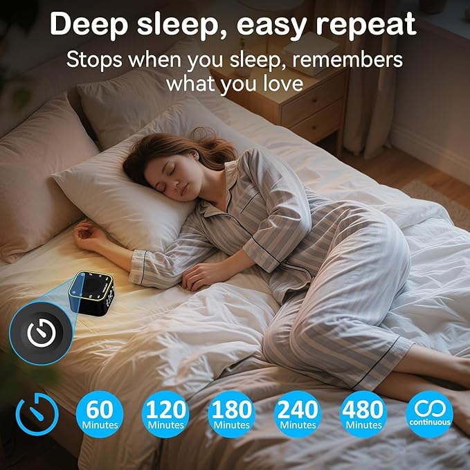 Sound Machine with Alarm Clock: 30 Non-Looping Sleep Sounds - White Noise Alarm Clock for Natural Wake Up - Adjustable Volume & Light, Memory Function, Sleep Timer (Black)