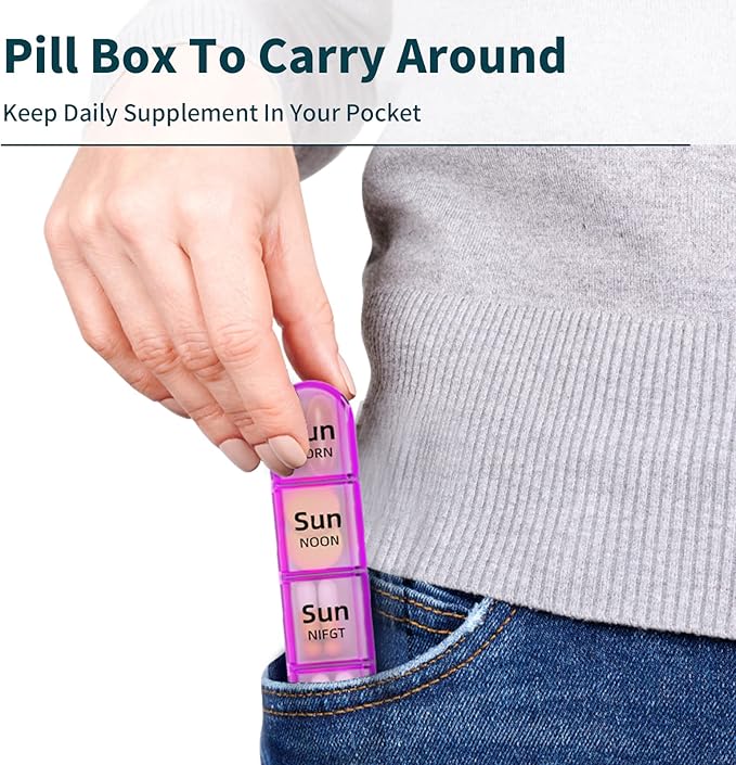 Daviky Weekly Pill Organizer 4 Times a Day, Pill Box 7 Day, Medicine Organizer Portable for Travel with Removable Individual Pill Case Pill Container to Hold Daily Vitamin, Supplement and Medication