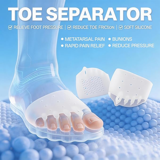 Toe Separators for Women & Toe Spacers for Men, 6 Pairs Soft Silicone for Daily Comfort - Bunion Relief, Toe Alignment, Pedicure