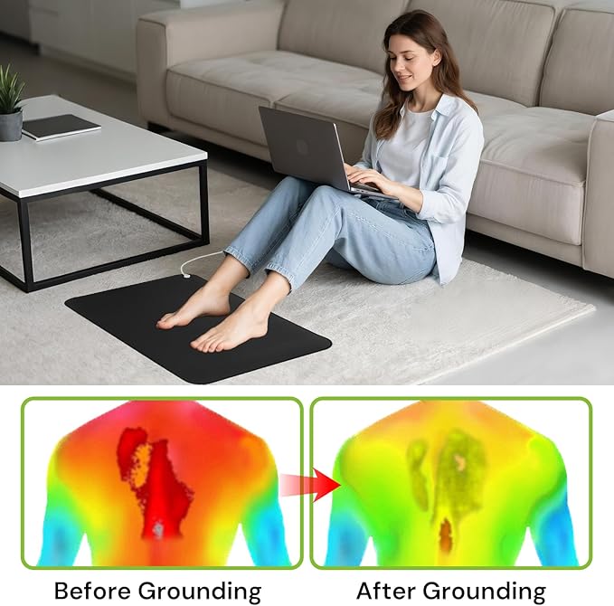 Grounding Mat, Earth Mat Grounding Pad for Desk, Earth Connected Therapy, Indoor Grounded for Balance & Wellness, 15.7" x 23.6 "