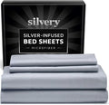 Silvery Silver Infused Bed Sheets Set - Ultra-Soft Temperature-Regulating Fabric with Self-Cleaning Technology™ That Stays Fresh 3X Longer for Hygienic Sleep - Ultra Soft Luxury Bedding Set