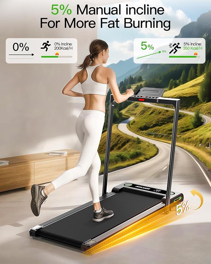 Walking Pad with Incline, Akluer Incline Treadmills for Home, 2.5 HP Under Desk Treadmill Small with Remote Control, Walking Pad Small Treadmill with LED Display